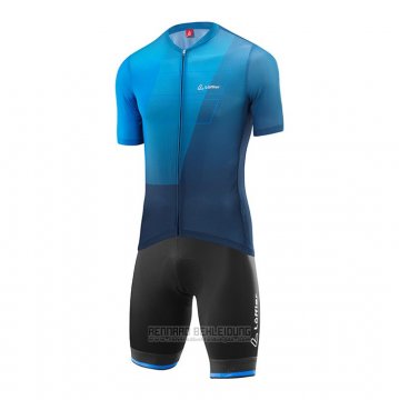 2022 Fahrradbekleidung Loffler Blau Trikot Kurzarm und Tragerhose