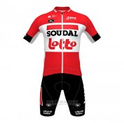 2022 Fahrradbekleidung Lotto Soudal Shwarz Rot Trikot Kurzarm und Tragerhose