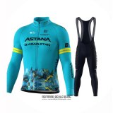 2024 Fahrradbekleidung Astana Hellblau Trikot Langarm Und Tragerhose
