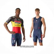 2024 Fahrradbekleidung Deceuninck Quick Step Shwarz Gelb Rot Trikot Kurzarm Und Tragerhose