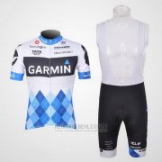2011 Fahrradbekleidung Garmin Cervelo Blau und Wei Trikot Kurzarm und Tragerhose