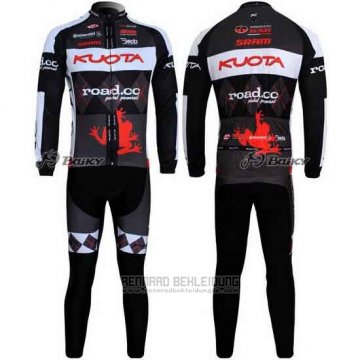 2011 Fahrradbekleidung Kuota Shwarz und Grau Trikot Langarm und Tragerhose