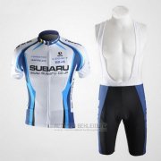 2011 Fahrradbekleidung Subaru Azurblau und Wei Trikot Kurzarm und Tragerhose