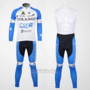 2012 Fahrradbekleidung Colnago Azurblau und Wei Trikot Langarm und Tragerhose