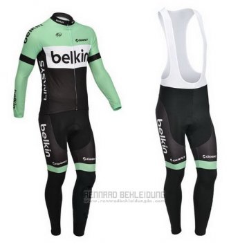 2013 Fahrradbekleidung Belkin Shwarz und Grun Trikot Langarm und Tragerhose