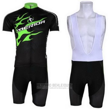 2013 Fahrradbekleidung Merida Shwarz und Grun Trikot Kurzarm und Tragerhose