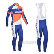 2013 Fahrradbekleidung Rabobank Blau und Wei Trikot Langarm und Tragerhose