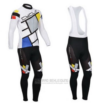 2014 Fahrradbekleidung Fox Cyclingbox Licht Wei Trikot Langarm und Tragerhose