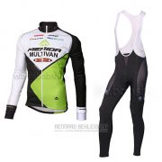 2014 Fahrradbekleidung Multivan Merida Grun und Wei Trikot Langarm und Tragerhose