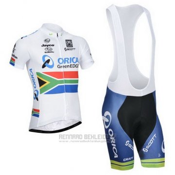 2014 Fahrradbekleidung Orica GreenEDGE Champion Afrika Trikot Kurzarm und Tragerhose