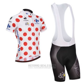 2014 Fahrradbekleidung Tour de France Wei und Rot Trikot Kurzarm und Tragerhose