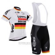 2015 Fahrradbekleidung Lotto Soudal Champion Deutschland Trikot Kurzarm und Tragerhose