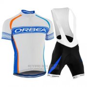 2015 Fahrradbekleidung Orbea Azurblau und Wei Trikot Kurzarm und Tragerhose