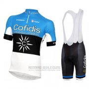 2016 Fahrradbekleidung Cofidis Azurblau und Shwarz Trikot Kurzarm und Tragerhose