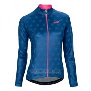 2016 Fahrradbekleidung Frau Nalini Rosa und Blau Trikot Langarm und Tragerhose