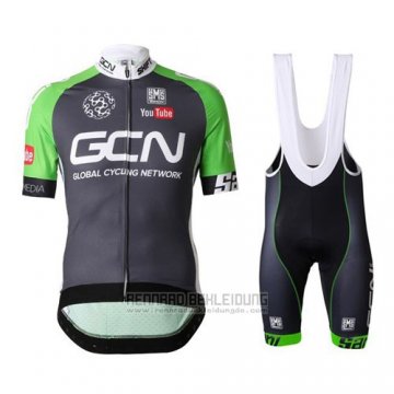 2016 Fahrradbekleidung GCN Grau und Grun Trikot Kurzarm und Tragerhose