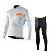 2016 Fahrradbekleidung Ktm Wei Trikot Langarm und Tragerhose