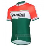 2016 Fahrradbekleidung Santini Orange und Grun Trikot Kurzarm und Tragerhose