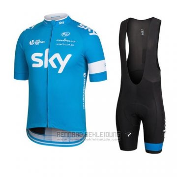 2016 Fahrradbekleidung Sky Azurblau und Wei Trikot Kurzarm und Tragerhose