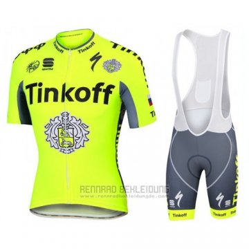 2016 Fahrradbekleidung Tinkoff Gelb Trikot Kurzarm und Tragerhose