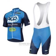 2017 Fahrradbekleidung Ago Aqua Service Blau Trikot Kurzarm und Tragerhose