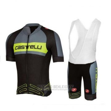 2017 Fahrradbekleidung Castelli Grun und Shwarz Trikot Kurzarm und Tragerhose