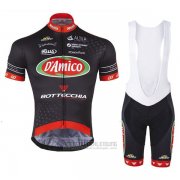 2017 Fahrradbekleidung D'amico Bottecchia Shwarz Trikot Kurzarm und Tragerhose