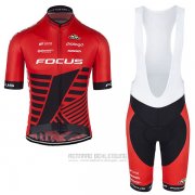 2017 Fahrradbekleidung Focus XC Rot Trikot Kurzarm und Tragerhose