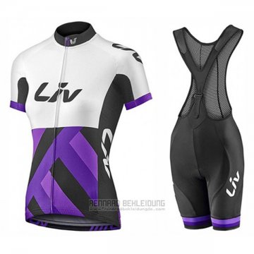 2017 Fahrradbekleidung Frau Liv Race Day Wei und Volett Trikot Kurzarm und Tragerhose