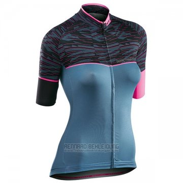 2017 Fahrradbekleidung Frau Northwave Shwarz und Blau1 Trikot Kurzarm und Tragerhose