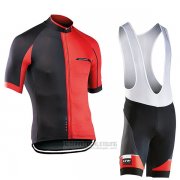 2017 Fahrradbekleidung Northwave Blade Shwarz und Rot Trikot Kurzarm und Tragerhose