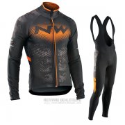 2017 Fahrradbekleidung Northwave Ml Shwarz und Orange Trikot Langarm und Tragerhose