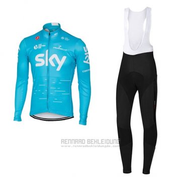 2017 Fahrradbekleidung Sky Azurblau Trikot Langarm und Tragerhose