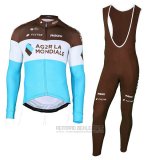 2018 Fahrradbekleidung Ag2r La Mondiale Braun Blau Trikot Langarm und Tragerhose