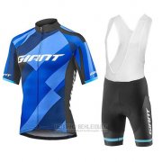 2018 Fahrradbekleidung Giant Elevate Blau und Shwarz Trikot Kurzarm und Tragerhose