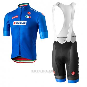 2018 Fahrradbekleidung Italien Blau Trikot Kurzarm und Tragerhose(1)