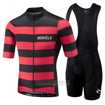 2018 Fahrradbekleidung Morvelo Shwarz und Rot Trikot Kurzarm und Tragerhose