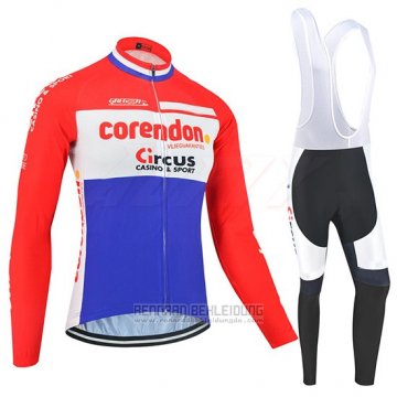 2019 Fahrradbekleidung Corendon Circus Rot Wei Azul Trikot Langarm und Tragerhose
