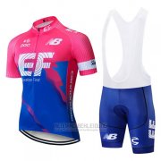 2019 Fahrradbekleidung EF Education First Blau Rosa Trikot Kurzarm und Tragerhose