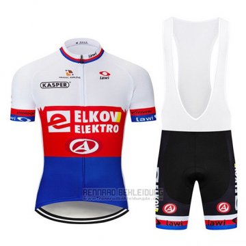 2019 Fahrradbekleidung Elkov Elektro Wei Rot Blau Trikot Kurzarm und Overall