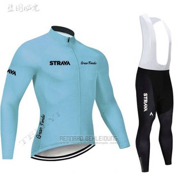 2019 Fahrradbekleidung STRAVA Azurblau Trikot Langarm und Overall