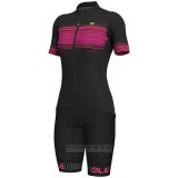 2020 Fahrradbekleidung Frau ALE Fuchsie Shwarz Trikot Kurzarm und Tragerhose