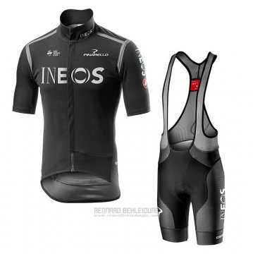 2020 Fahrradbekleidung INEOS Shwarz Grau Trikot Kurzarm und Tragerhose(1)