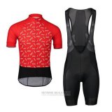 2020 Fahrradbekleidung POC Rot Shwarz Trikot Kurzarm und Tragerhose