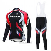 2021 Fahrradbekleidung STRAVA Rot Shwarz Trikot Langarm und Tragerhose