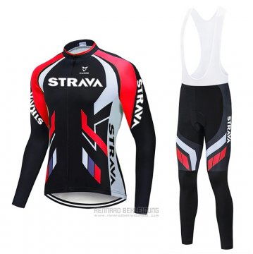 2021 Fahrradbekleidung STRAVA Rot Shwarz Trikot Langarm und Tragerhose