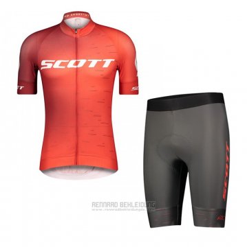 2021 Fahrradbekleidung Scott Rot Trikot Kurzarm und Tragerhose