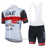 2021 Fahrradbekleidung UAE Wei Trikot Kurzarm und Tragerhose