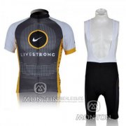 2010 Fahrradbekleidung Livestrong Gelb und Grau Trikot Kurzarm und Tragerhose