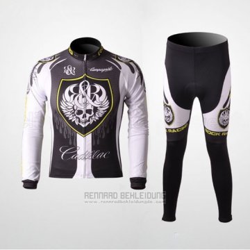 2010 Fahrradbekleidung Rock Racing Silber und Wei Trikot Langarm und Tragerhose